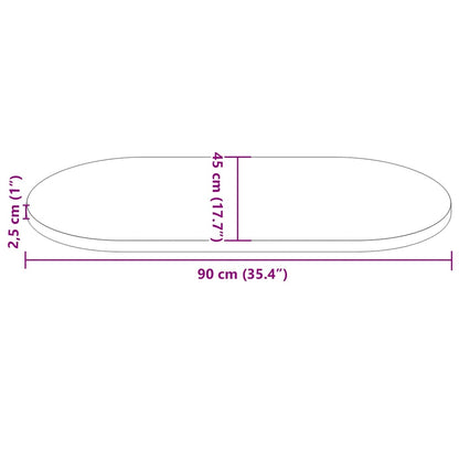 Tampo de mesa 90x45x2,5 cm madeira maciça pinho oval