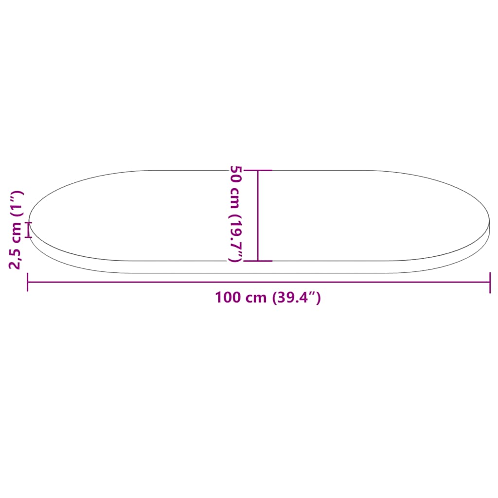 Tampo de mesa oval 100x50x2,5 cm madeira de pinho maciça branco