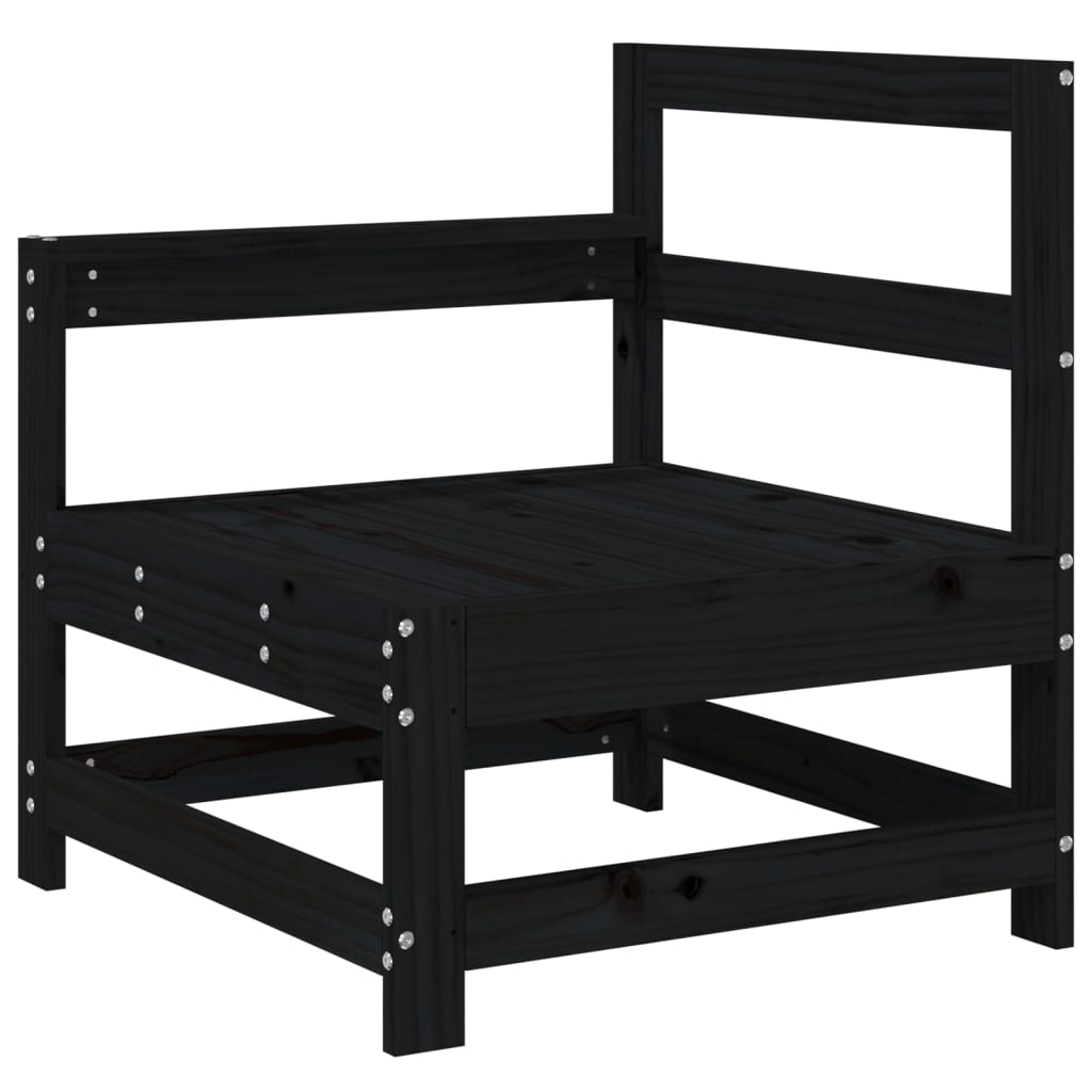 Sofás de canto para jardim 2 pcs madeira de pinho maciça preto