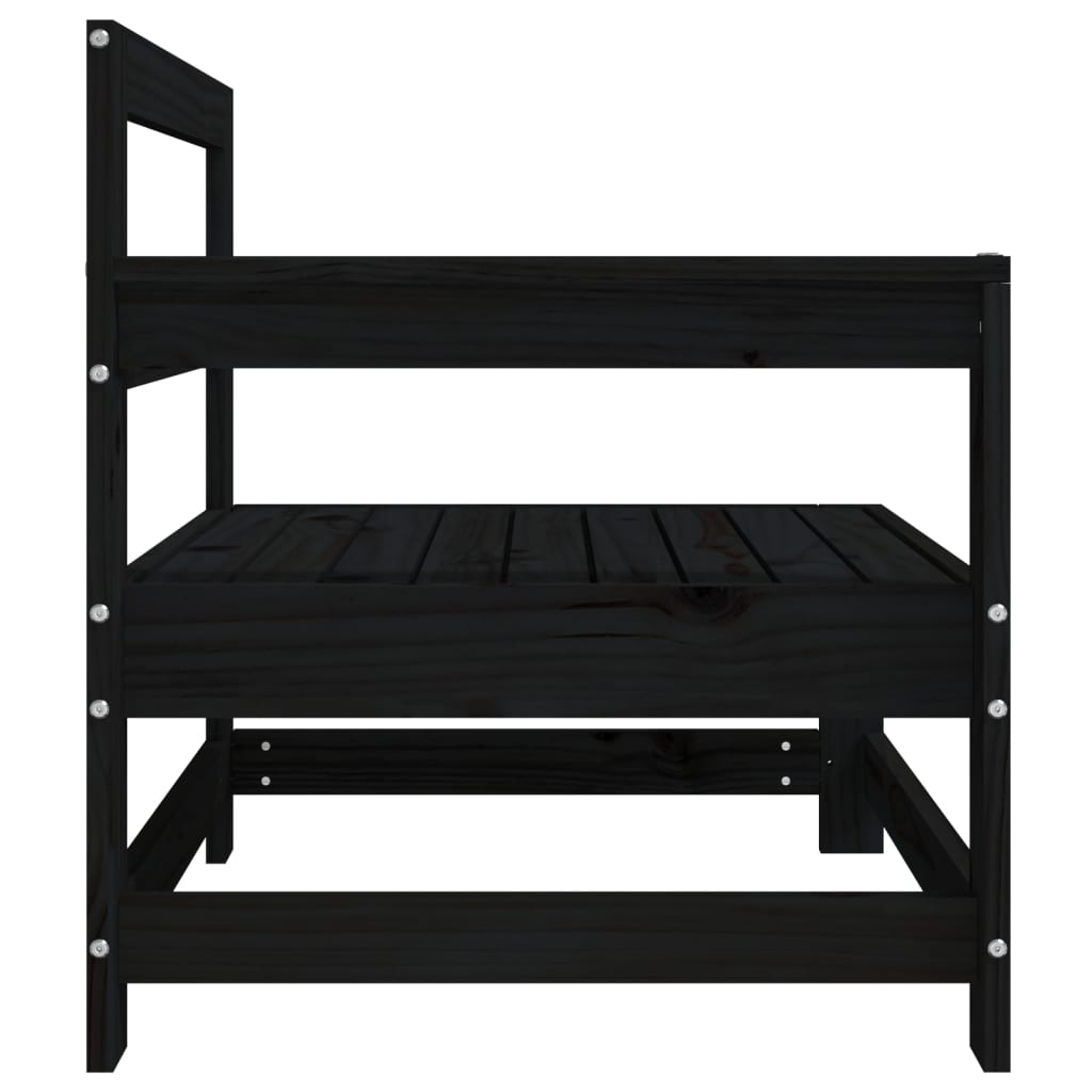 Sofás de canto para jardim 2 pcs madeira de pinho maciça preto