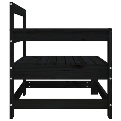 Sofás de canto para jardim 2 pcs madeira de pinho maciça preto