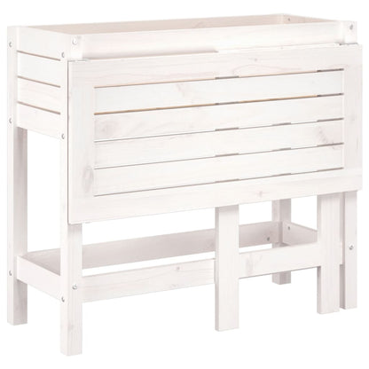 Floreira de jardim com tampo dobrável pinho maciço branco