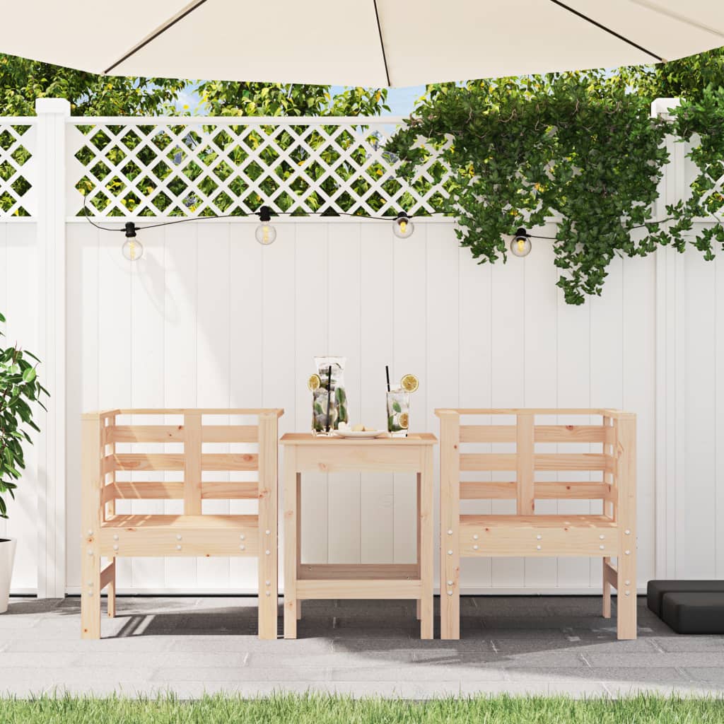 Cadeiras de jardim 2 pcs 61,5x53x71 cm madeira de pinho maciça