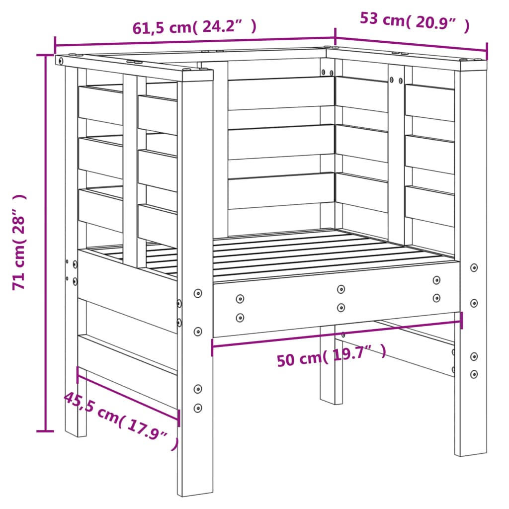 Cadeiras de jardim 2 pcs 61,5x53x71 cm pinho maciço branco