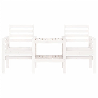 Banco de jardim 2 lugares com mesa pinho maciço branco