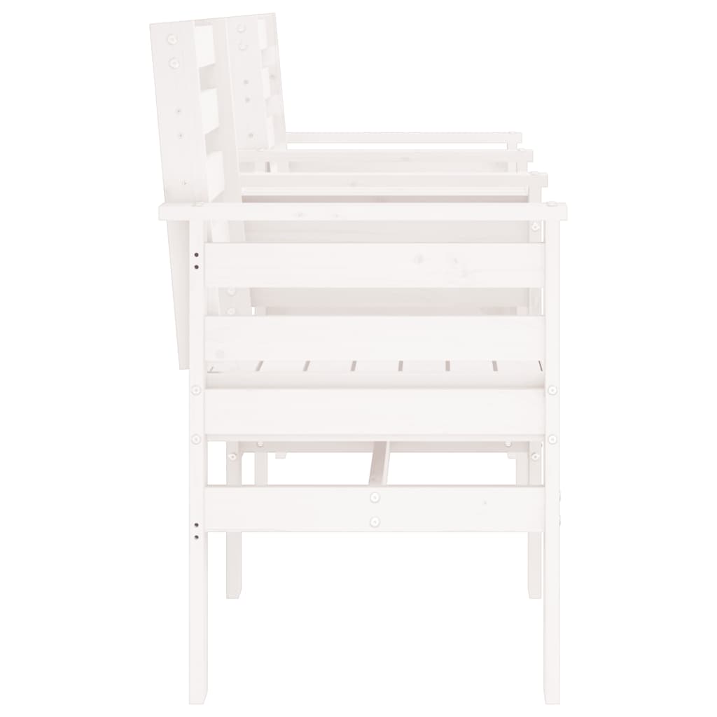 Banco de jardim 2 lugares com mesa pinho maciço branco