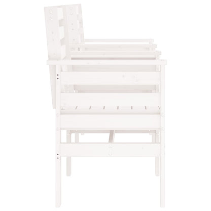 Banco de jardim 2 lugares com mesa pinho maciço branco