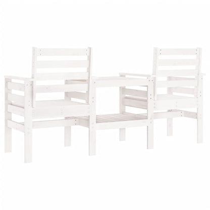 Banco de jardim 2 lugares com mesa pinho maciço branco