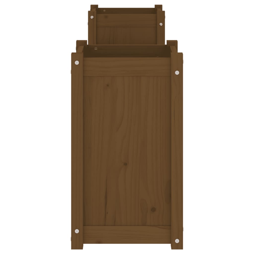 Banco c/ vasos 180x36x63cm madeira de pinho maciça castanho-mel