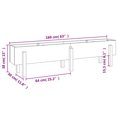 Canteiro elevado de jardim 160x30x38 cm pinho maciço branco
