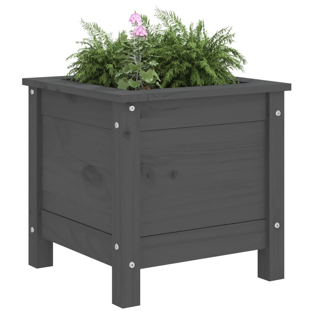 Vaso/floreira de jardim 40x40x39 cm pinho maciço cinzento