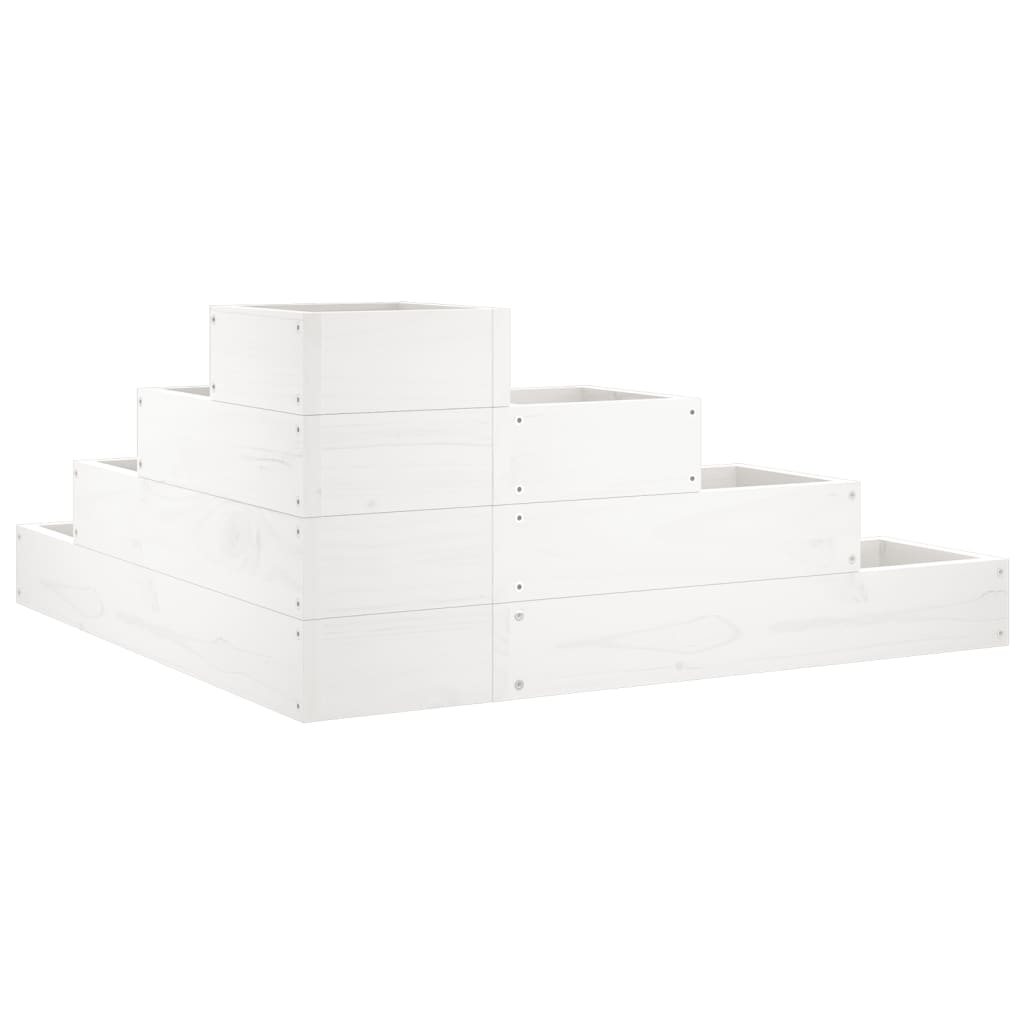 Floreira de jardim c/ 4 níveis 80,5x79x36cm pinho maciço branco