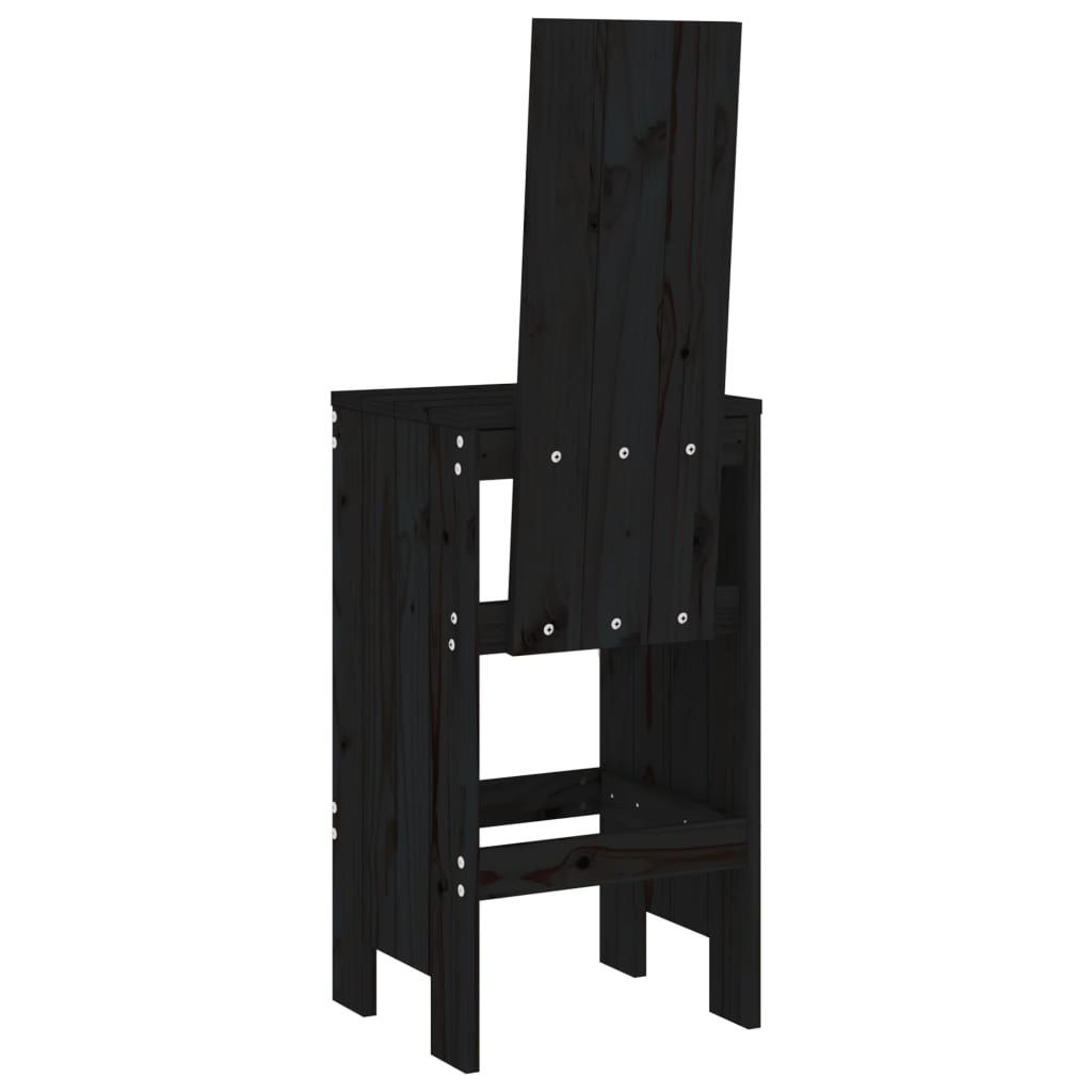 Cadeiras de bar 2 pcs 40x42x120 cm pinho maciço preto