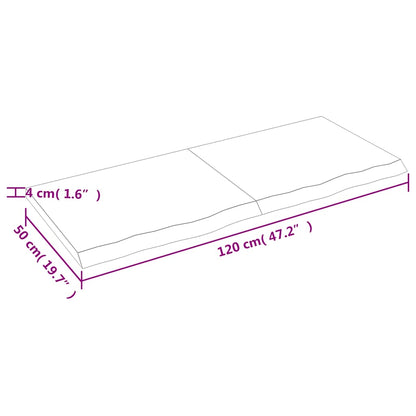 Prateleira de parede 120x50x(2-4)cm carvalho maciço não tratado
