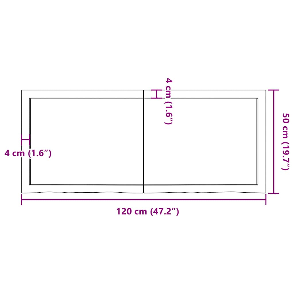Prateleira de parede 120x50x(2-4)cm carvalho maciço não tratado