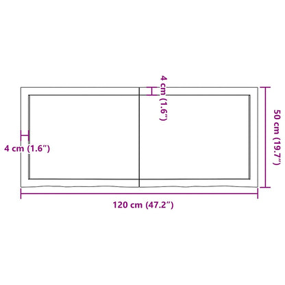 Prateleira de parede 120x50x(2-4)cm carvalho maciço não tratado