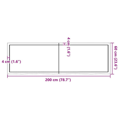 Prateleira de parede 200x60x(2-6) cm carvalho tratado castanho