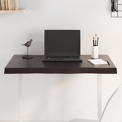 Tampo de mesa com bordas vivas maciço tratado castanho-escuro