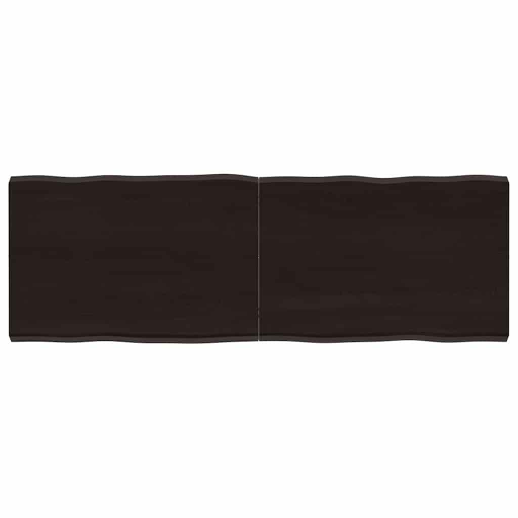 Tampo de mesa com bordas vivas maciço tratado castanho-escuro