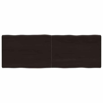 Tampo de mesa com bordas vivas maciço tratado castanho-escuro