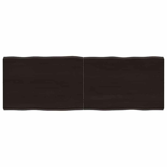 Tampo de mesa com bordas vivas maciço tratado castanho-escuro