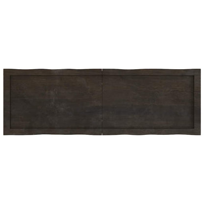 Tampo de mesa com bordas vivas maciço tratado castanho-escuro