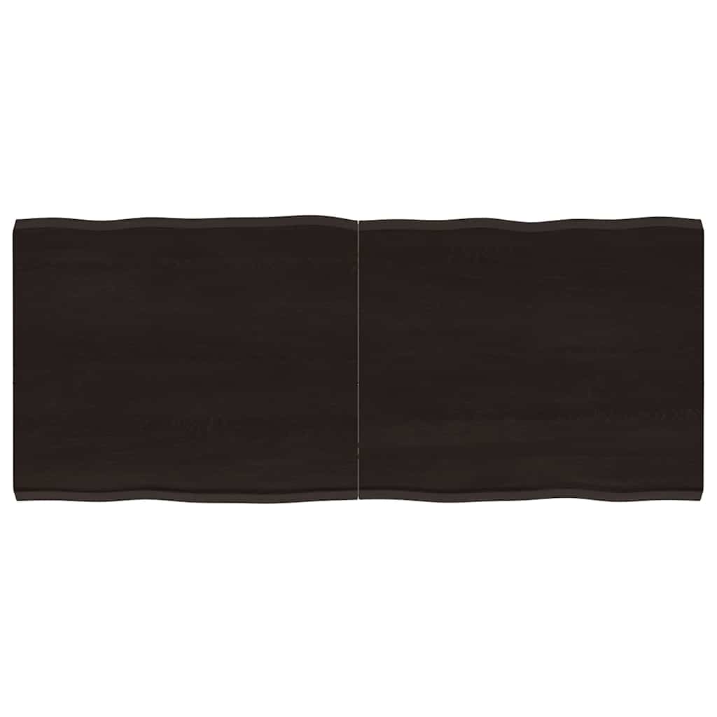 Tampo de mesa com bordas vivas maciço tratado castanho-escuro