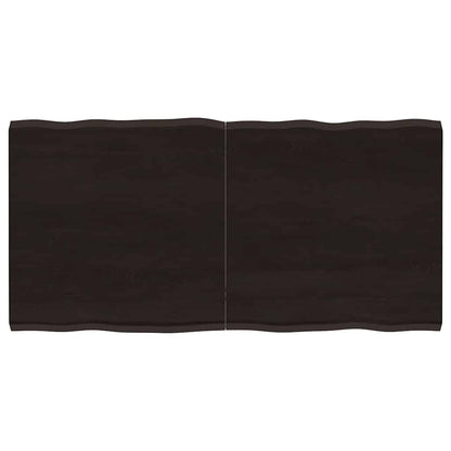 Tampo de mesa com bordas vivas maciço tratado castanho-escuro