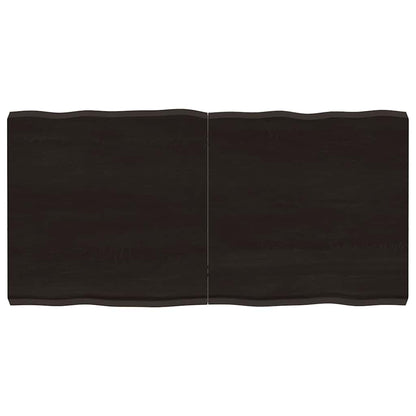Tampo de mesa com bordas vivas maciço tratado castanho-escuro