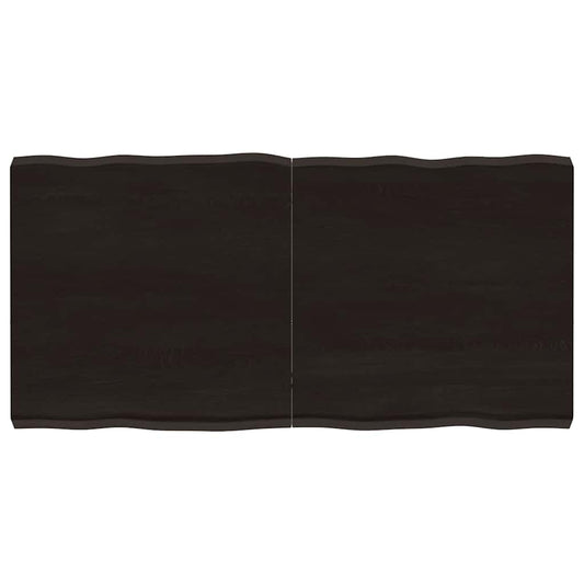 Tampo de mesa com bordas vivas maciço tratado castanho-escuro