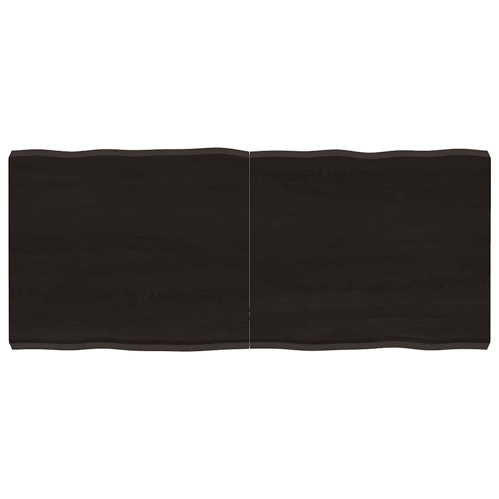 Tampo de mesa com bordas vivas maciço tratado castanho-escuro