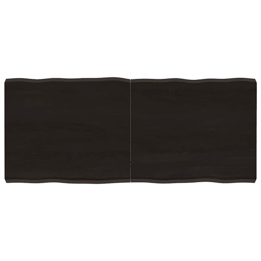 Tampo de mesa com bordas vivas maciço tratado castanho-escuro