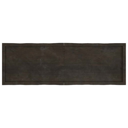 Tampo de mesa com bordas vivas maciço tratado castanho-escuro