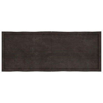 Tampo de mesa com bordas vivas maciço tratado castanho-escuro