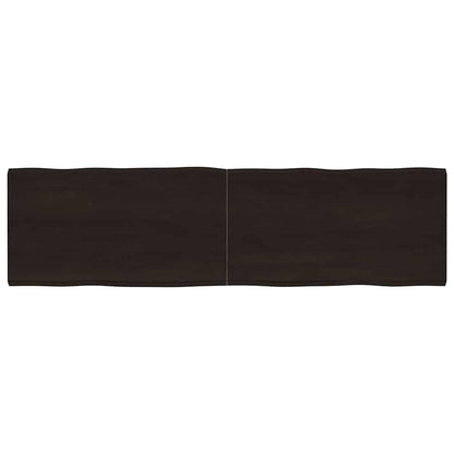 Tampo de mesa com bordas vivas maciço tratado castanho-escuro