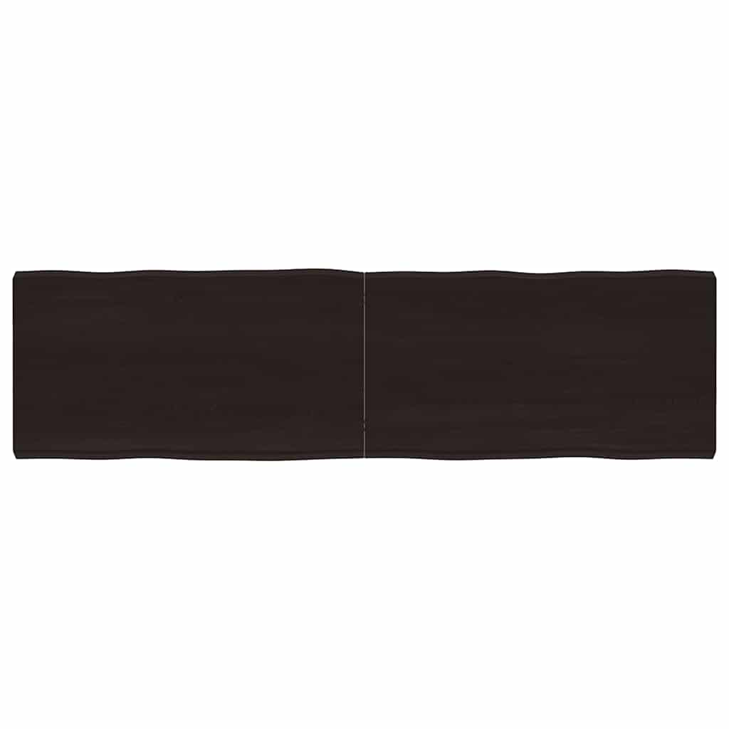 Tampo de mesa com bordas vivas maciço tratado castanho-escuro