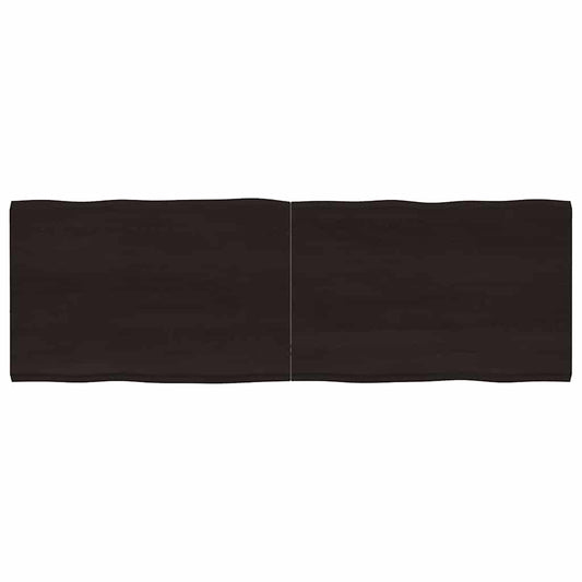 Tampo de mesa com bordas vivas maciço tratado castanho-escuro