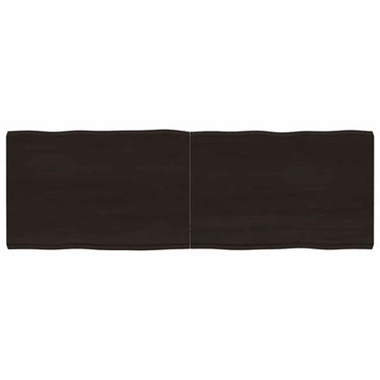 Tampo de mesa com bordas vivas maciço tratado castanho-escuro