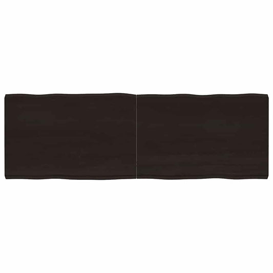 Tampo de mesa com bordas vivas maciço tratado castanho-escuro