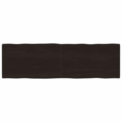 Tampo de mesa com bordas vivas maciço tratado castanho-escuro