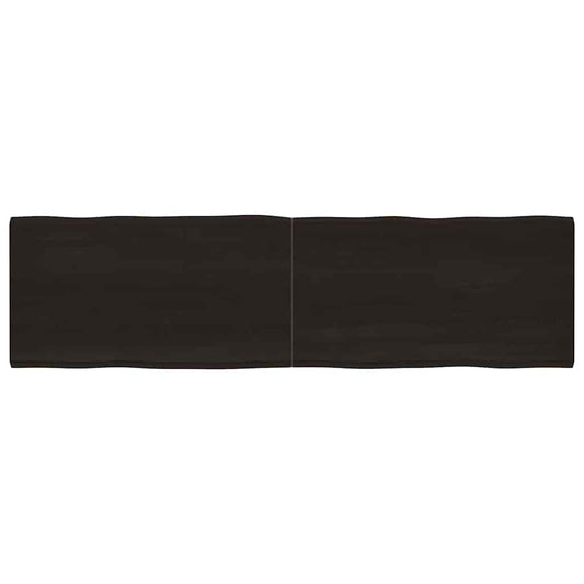 Tampo de mesa com bordas vivas maciço tratado castanho-escuro