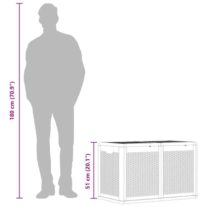 Caixa de arrumação para jardim 180 L vime PP cinzento