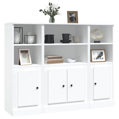 Aparadores altos 3 pcs derivados de madeira branco