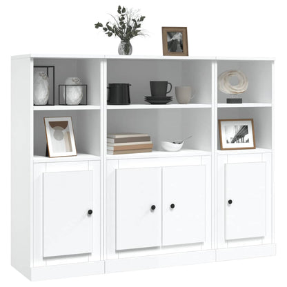 Aparadores altos 3 pcs derivados de madeira branco brilhante