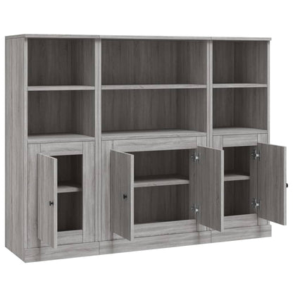 Armários altos 3 pcs derivados de madeira cinzento sonoma