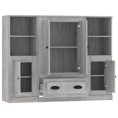 Armários altos 3 pcs derivados de madeira cinzento sonoma