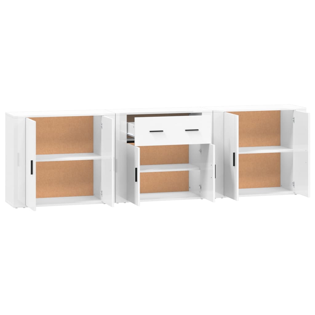 Aparadores 3 pcs madeira processada branco