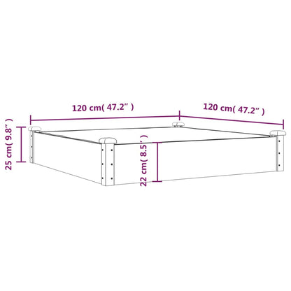 Canteiro elevado c/ forro 120x120x25 cm abeto maciço cinzento