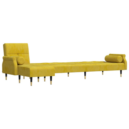 Sofá-cama em forma de L 271x140x70 cm veludo amarelo