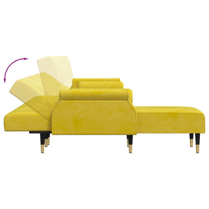 Sofá-cama em forma de L 271x140x70 cm veludo amarelo